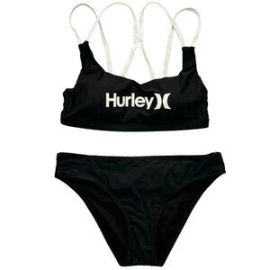 HURLEY Women's Bikini 2 Pieces Top/Bottom Swimwear Black Size 1X